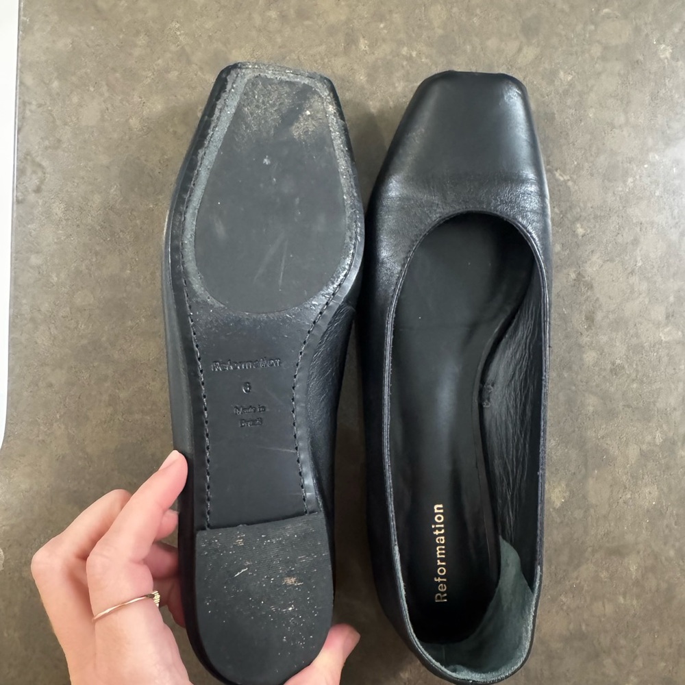 Reformation Black Square-Toe Flats